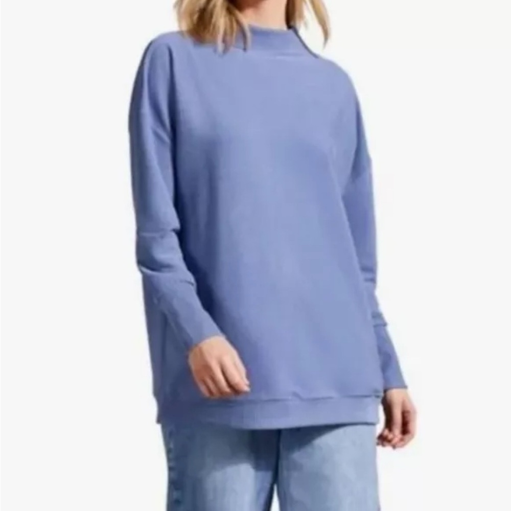 TRIBAL JEANS Brand Sz L Tunic Ribbed Funnel Mock Neck Pullover Top *NWT